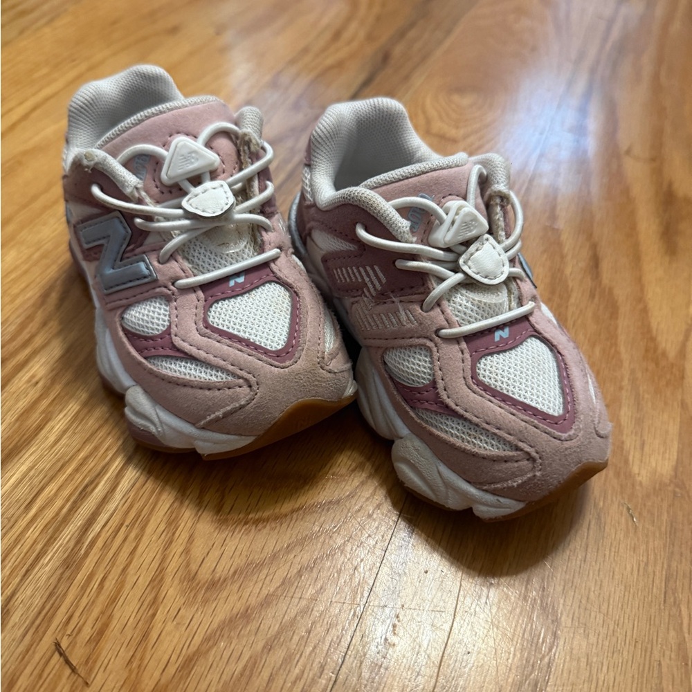 New Balance Kids Pink and White Athletic Sneakers